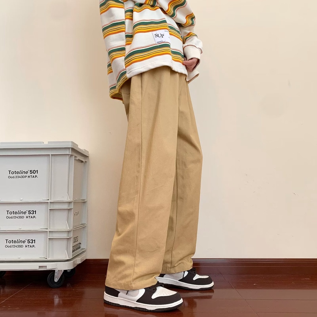 Quần ống rộng Lưng Thun Co Giãn Phong Cách Thời Trang Unisex size M-2XL