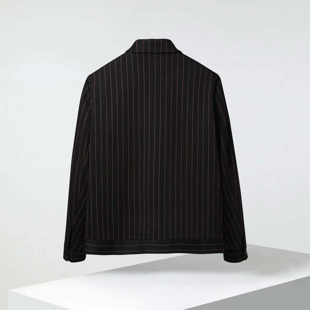 HLA - Áo khoác blazer nam kẻ sọc mảnh Striped lapel collar cool black Jacket