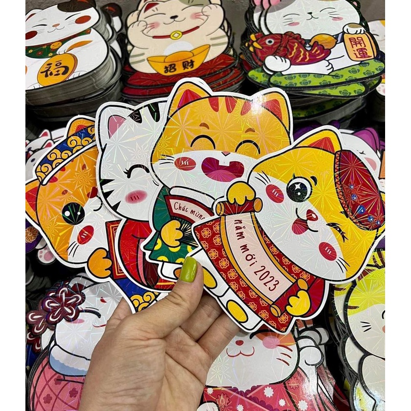 Set 10 bao lì xì chibi Con mèo phản quang mẫu mới nhất Tết Quý Mão 2023