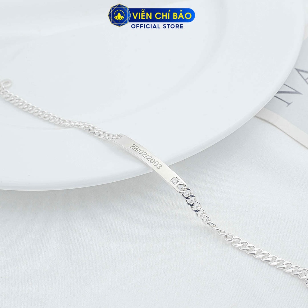 Lắc tay bạc nam trơn khắc tên theo yêu cầu chất liệu bạc 925 thời trang phụ kiện trang sức Viễn Chí Bảo L400556h