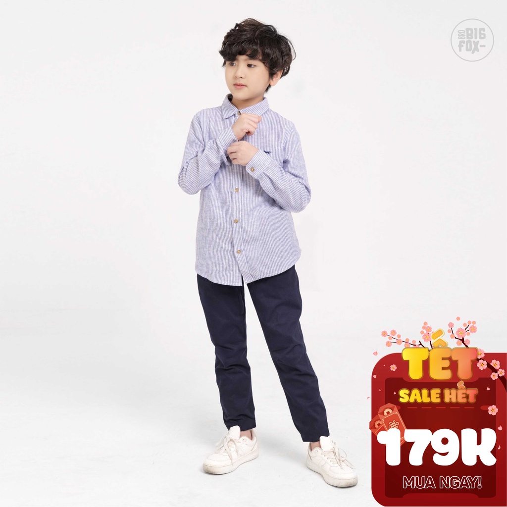 Quần dài kaki cho bé trai Bigfox - Miss Meow quần thu đông cho bé phong cách Âu Mỹ 5-11 tuổi