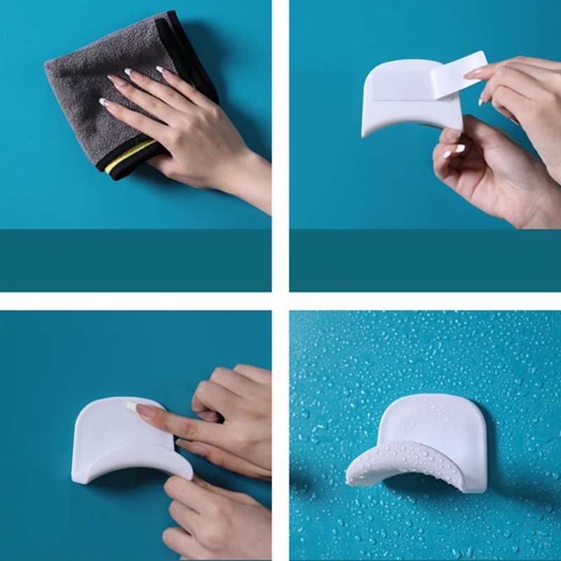 Giá Đỡ Treo Túi Xách / Mũ / Khăn Tắm Chịu Lực Mạnh Chống Thấm Nước Màu Trắng Tiết Kiệm Không Gian