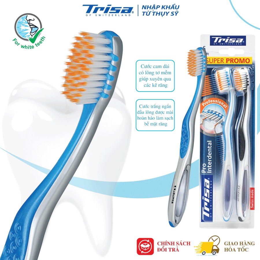 COMBO Kem Đánh Răng 75ml + Bàn Chải Đánh Răng Trisa Pro Interdental