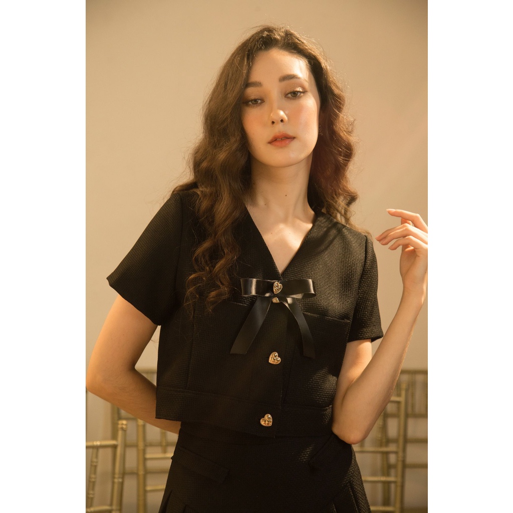 Áo Dáng Ngắn Phối Nơ - EDINI - A1466