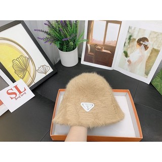 Mũ bucket lông thỏ prada