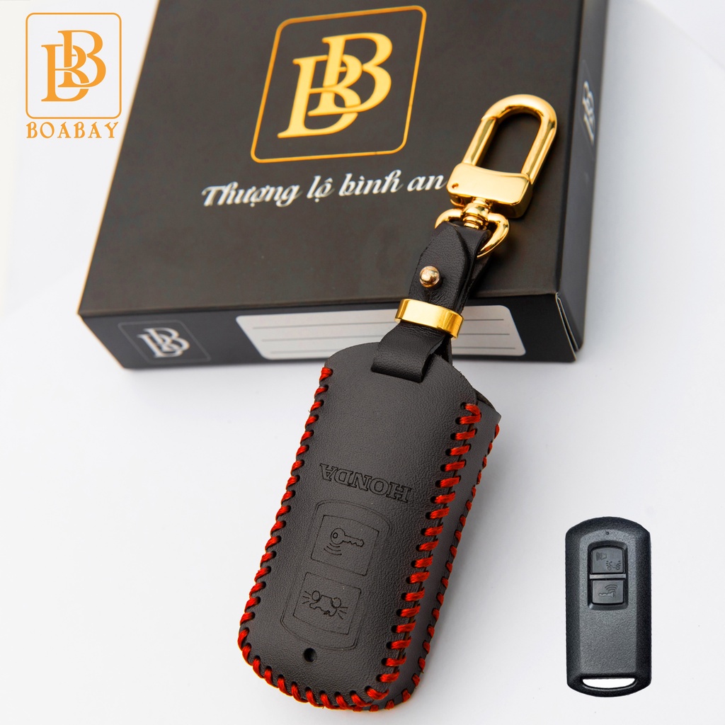 Bao da chìa khoá xe máy bb cao cấp honda airblade, lead, vision, vario form cũ chìa thông minh 2 khắc tên, số điện thoại