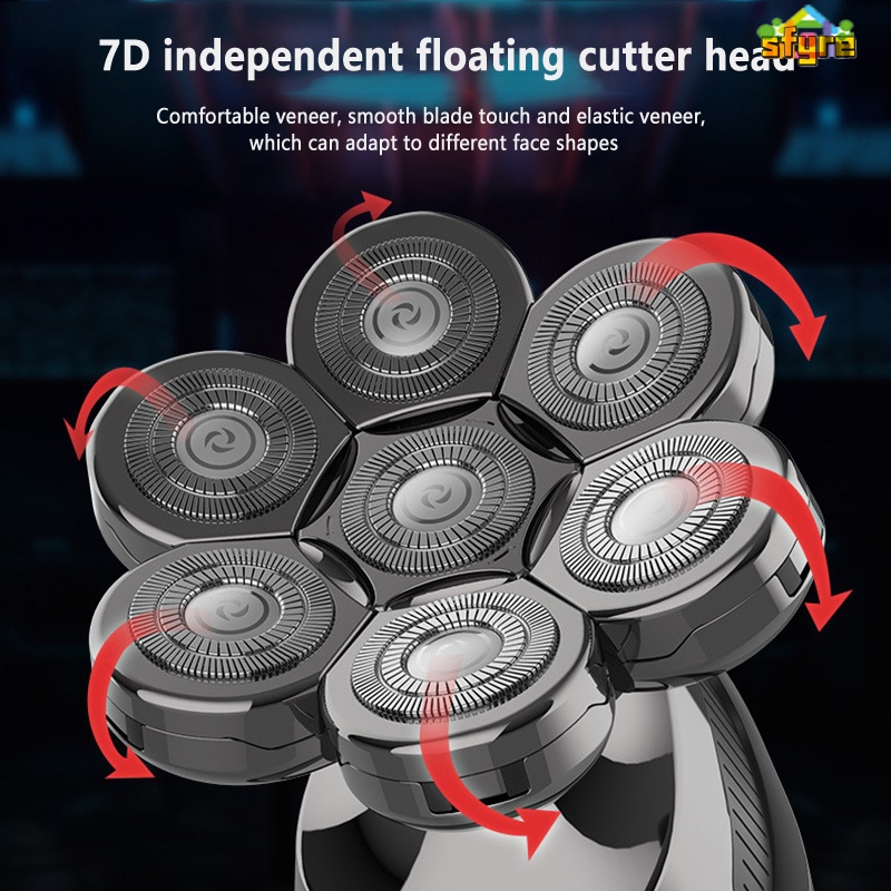 Máy Cạo Râu Điện 7 Trong 1 Không Dây Chống Thấm Nước Có Thể Sạc Lại Cho Nam