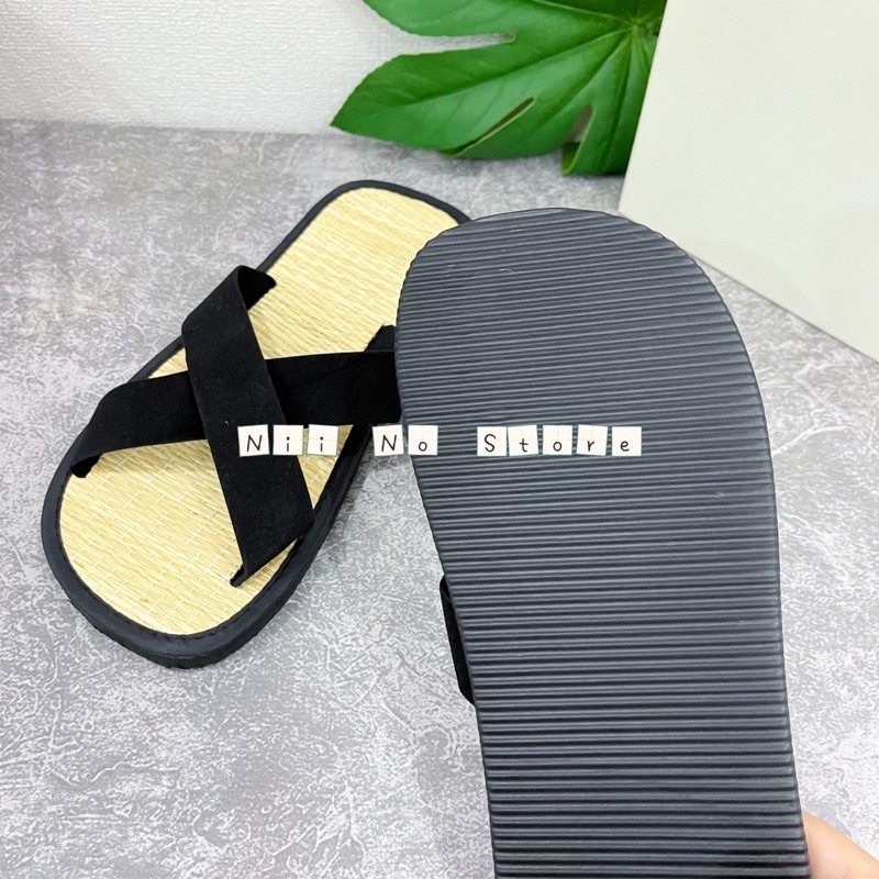 Dép chiếu cói quai nhung chéo thời trang