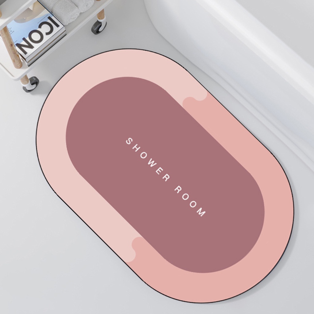 Thảm lót chân, lau chân silicon hình chữ nhật , oval bathroom AMITA siêu thấm hút tiện ích giá rẻ.