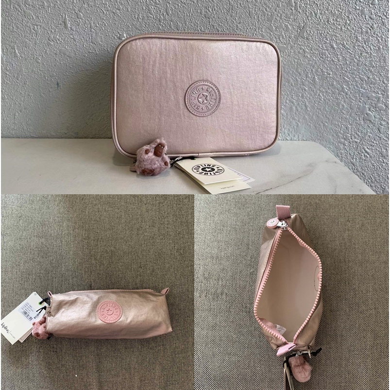 Kipling Túi Đựng Bút Chì / 100 Bút Bằng Kim Loại Màu Hồng Có Khóa Kéo Thiết Kế Đơn Giản