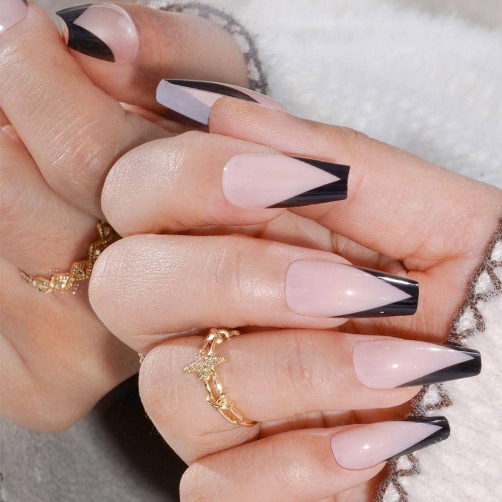 JUNE Bộ 24 Móng Tay Giả Hình Đám Mây Hồng Dễ Thương