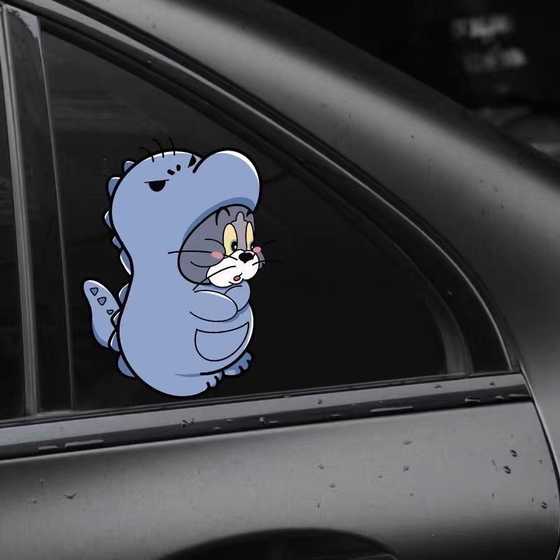 Hl Miếng Dán Phản Quang Hình Mèo Và Chuột Trang Trí Mũ Bảo Hiểm / Xe Hơi