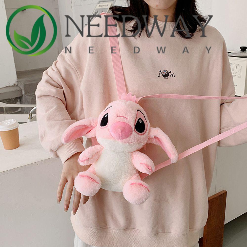Ba Lô Lông Nhung Mềm Mại Có Khóa Kéo Hình Stitch Dễ Thương Cho Bé