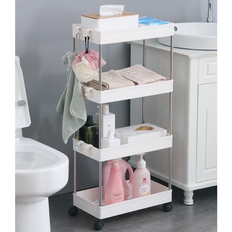 KỆ ĐỰNG ĐỒ 4 TẦNG CÓ BÁNH XE BẰNG NHỰA DỄ DÀNG DI CHUYỂN - KỆ NHỰA ĐỰNG ĐỒ NĂNG CAO CẤP