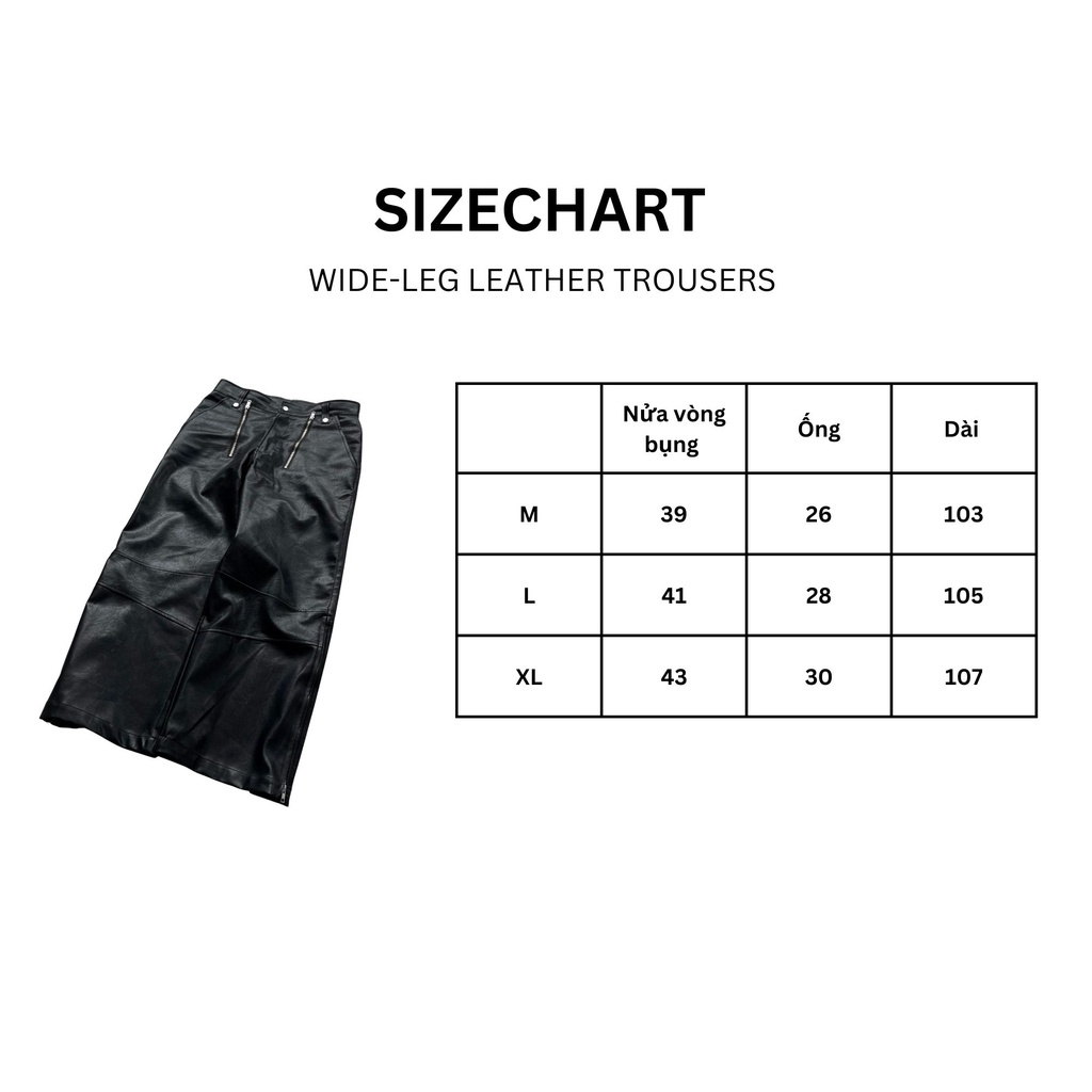 Quần da Snazzy unisex nam nữ suông ống rộng phong cách LEATHER TROUSER