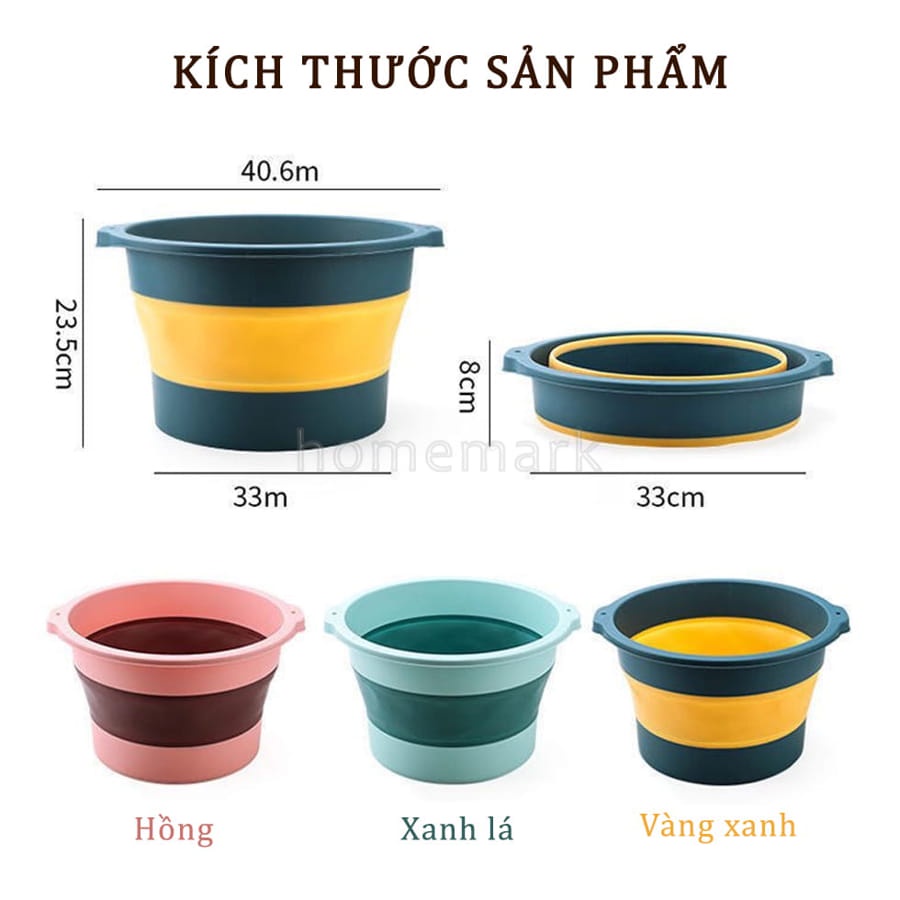 Chậu Ngâm Chân Tròn Gấp Gọn Có Gai Massage Chân, Bồn Ngâm Chân Tròn Massage Thư Giãn, Thiết Kế Thông Minh