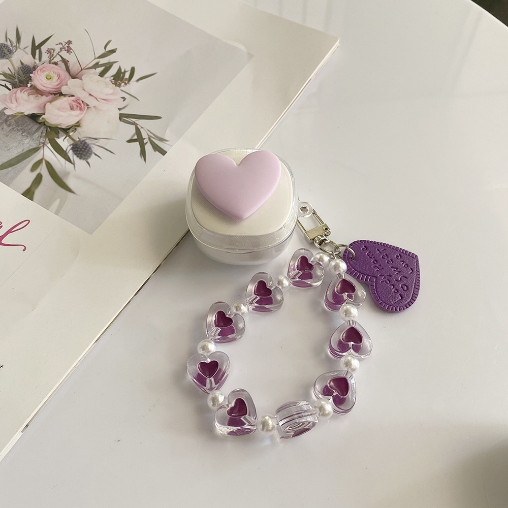 Ốp Điện Thoại Silicon Mềm Trong Suốt Có Móc Khóa Hình Trái Tim Cho Samsung Galaxy buds live / buds2 / buds Pro / buds2 Pro