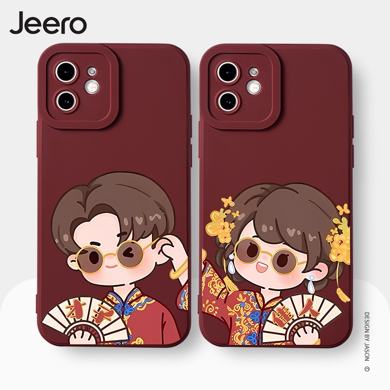 Ốp lưng JEERO chống bẩn ngộ nghĩnh hài hước hoạt hình cặp đôi dễ thương đẹp mềm Cho iPhone 15 14 13 12 11 Pro Max SE 2020 X XR XS 8 7 ip 6S 6 Plus kute HFE1766