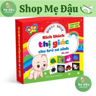 Bộ thẻ Flash card kích thích thị giác cho trẻ sơ sinh zic zắc - Song ngữ Anh Việt - Gồm 40 thẻ