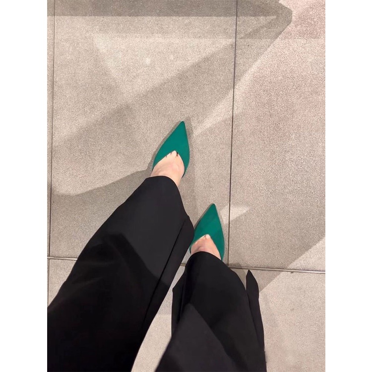 Giày Cao Gót Mũi Nhọn Thiết Kế Dây Đan Chéo Sau Lưng Phong Cách Quyến Rũ