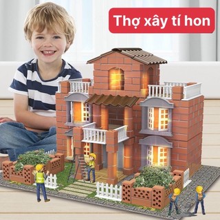 Đồ Chơi Xây Nhà Gạch Mini, Thợ Xây Tí Hon, Xây nhà bằng gạch mini, Đồ chơi giáo dục trí tuệ dành cho bé