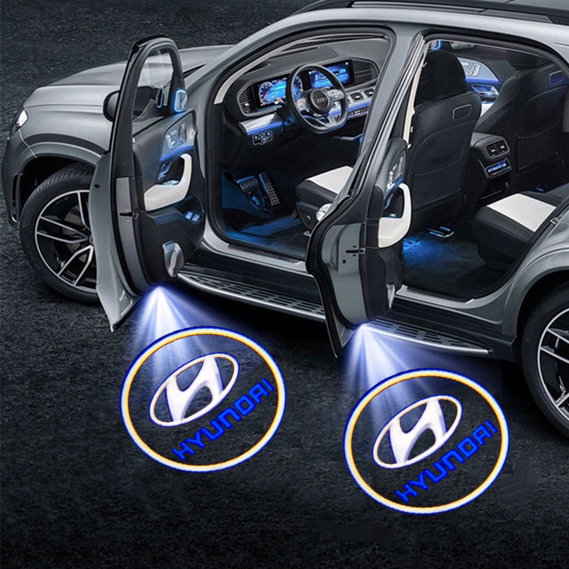 2 Đèn Led Chào Mừng Gắn Cửa Xe Hơi Cho Hyundai Santafe