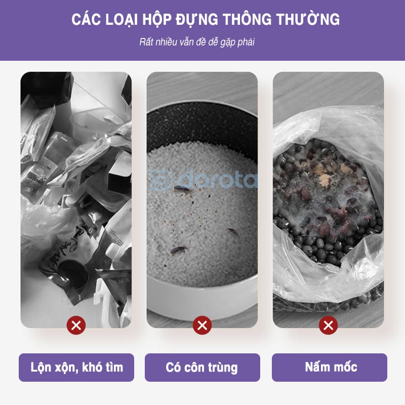 Hộp chia ngăn đựng thực phẩm DOROTA lọ hũ nhựa trong suốt nhiều ngăn đựng gia vị đồ khô ngũ cốc mỳ ý AT343