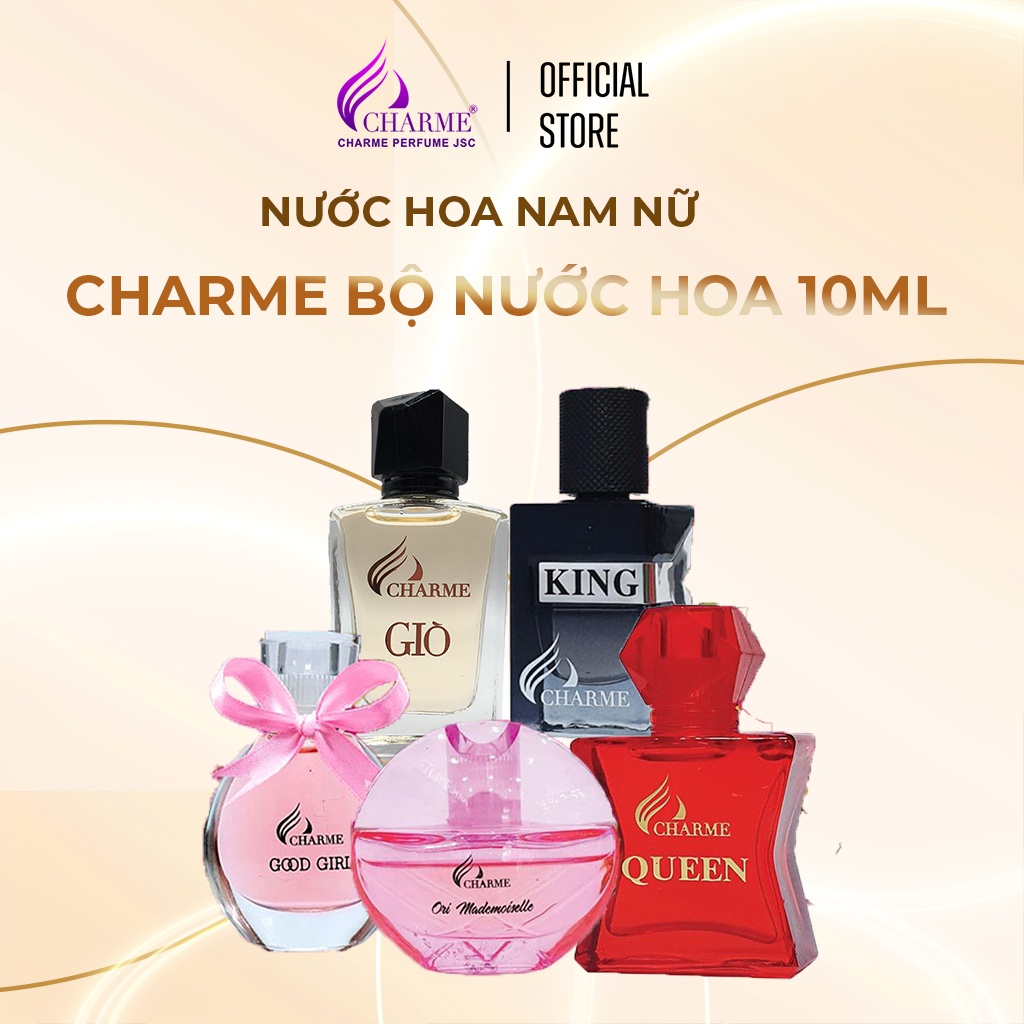 Bộ nước hoa mini, Charme, 5 chai chấm, cho nam và nữ tiện dụng, 10ml