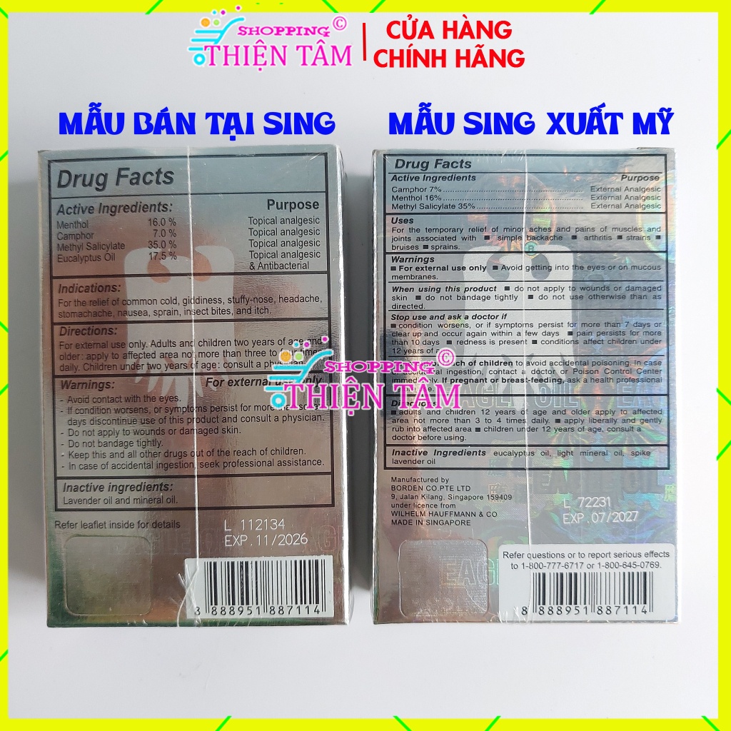 Dầu Gió Trắng Con Ó 2 Nắp Mỹ 24 ml  Hương Oải hương LAVENDER