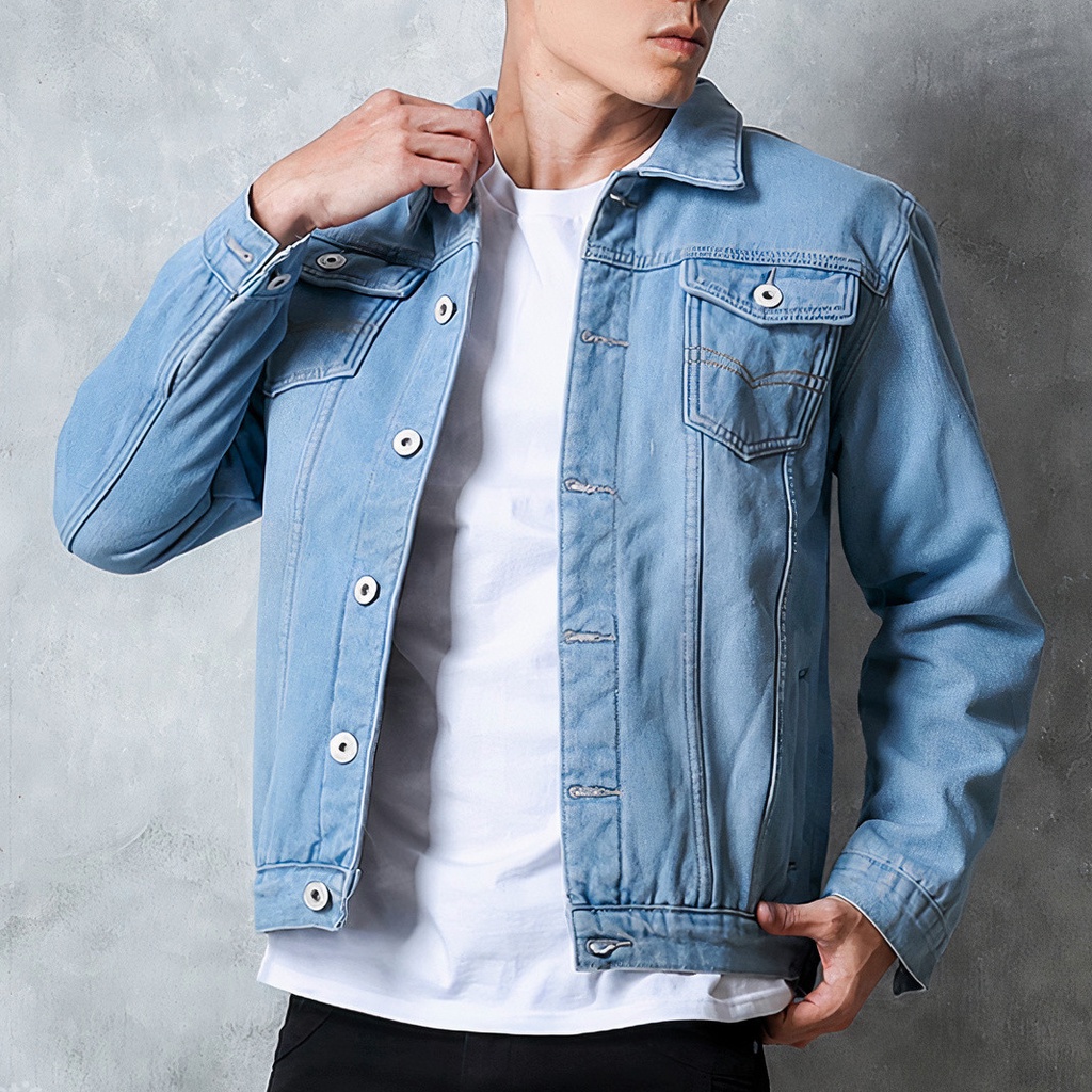 Áo khoác JEAN nam mẫu Basic AJ001, Thanh lịch & Trẻ trung phù hợp phối đồ Văn phòng & Dạo phố, vải Denim dày co dãn