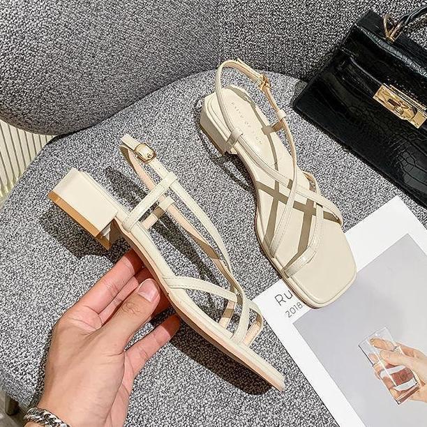 Giày sandal xỏ ngón chéo cổ chân WINDY SD-0304 gót thấp 1p