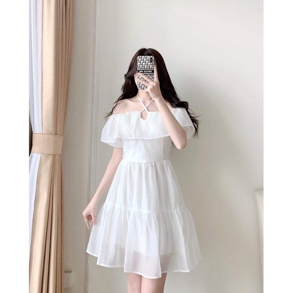 ĐẦM - VÁY nữ dây chéo Babydoll chất voan hàng hai lớp, đầm Tiểu Thư dáng Maxi Hàn Quốc