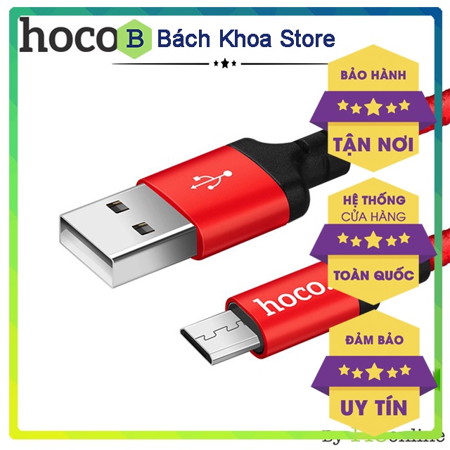 Dây sạc Samsung, Cáp sạc Hoco micro X14 chính hãng - dây dù, khó đứt, dài 2m (Bảo hành 1 năm 1 đổi 1)