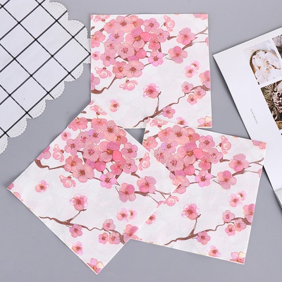 Set 20 khăn ăn in hình chim và hoa