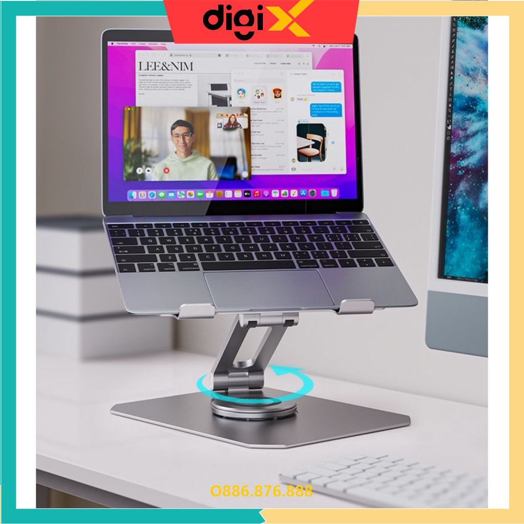 Kệ Giá Đỡ Laptop Macbook Nhôm Nguyên Khối Cao Cấp Cho Máy 11-17 inch Boneruy L05 Chân Đế Xoay 360 Độ.