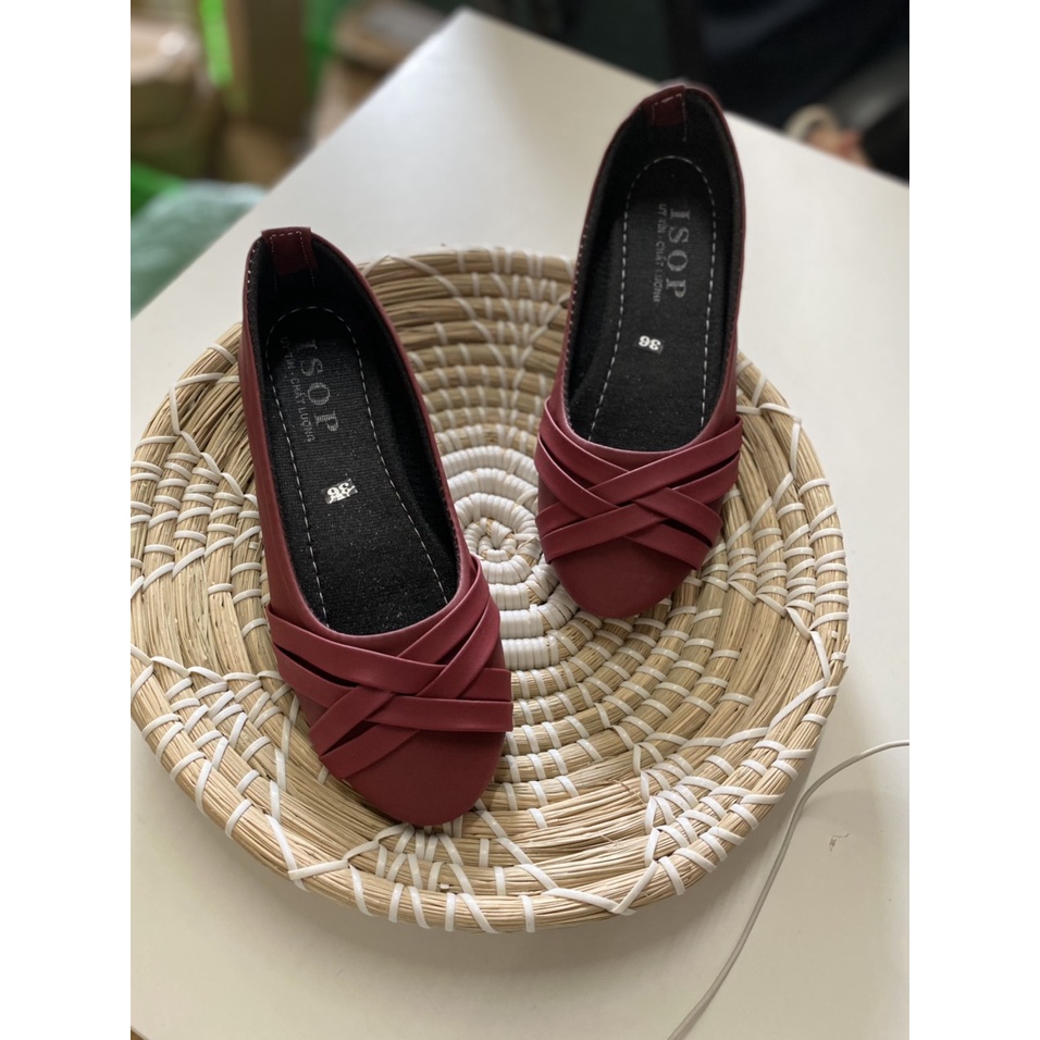 Gày búp bê mũi tròn  phói dây xéo GIAYDEPXINH.DANGMI BB-0186