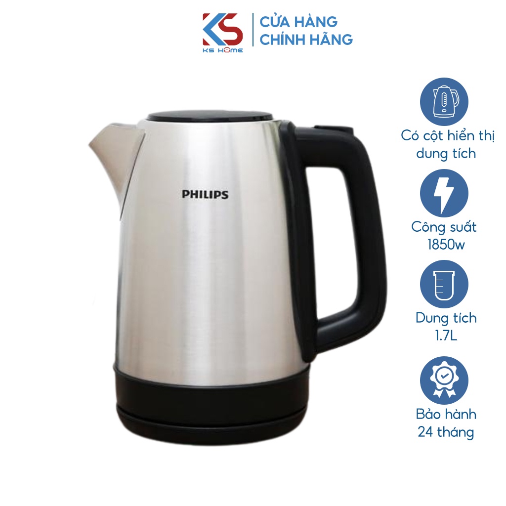 Ấm đun nước Philips bình siêu tốc tại nhà HD9350 công suất 1850W - 1,7L tự động ngắt điện - KS home
