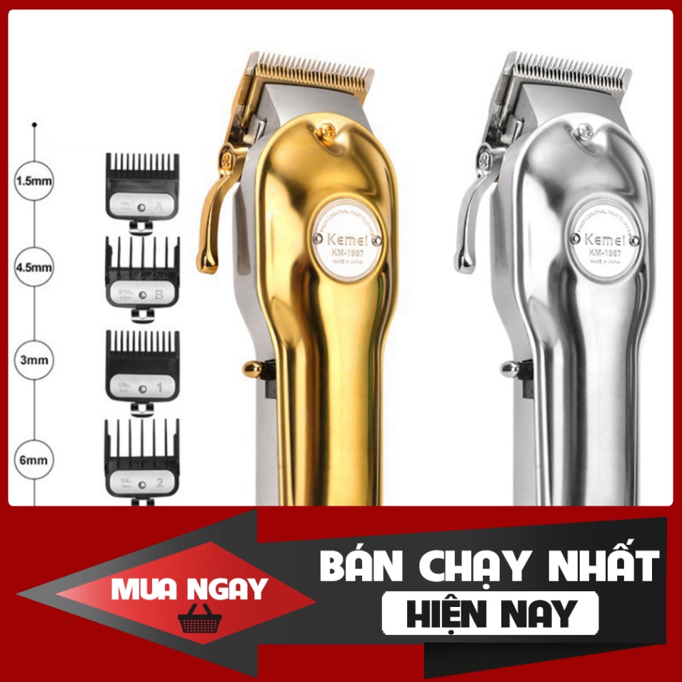 QUÁ RẺ Tông Đơ Cắt Tóc Không Dây Chuyên Nghiệp Kemei KM - 1987 Hàng Chuẩn Máy Cực Êm Khỏe QUÁ RẺ