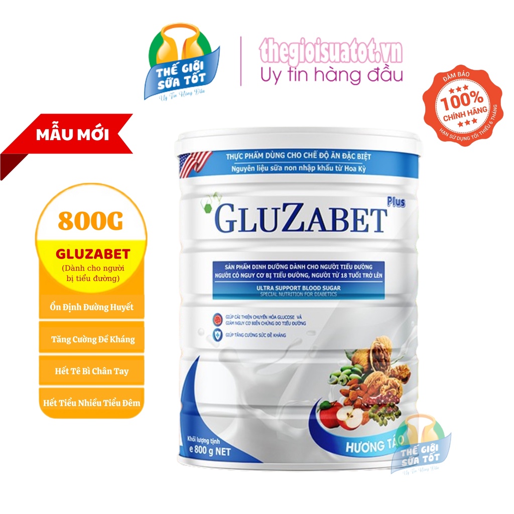 Sữa Gluzabet - 800G - Sữa Dành Cho Người Bị Tiểu Đường - Hỗ Trợ Ổn Định Đường Huyết Ăn Ngon Ngủ Ngon thegioisuatot