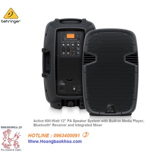 PK112A Loa Full Liền Công Suất Behringer - Loa active bass 30 công suất 600 Watt - Co Bluetooth - Giá 1 Loa