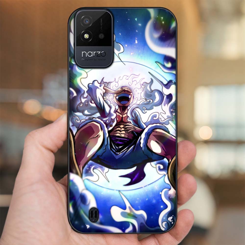 Ốp lưng Realme Narzo 50i viền đen in hình Luffy Gear 5 Nika One Piece Đảo Hải Tặc