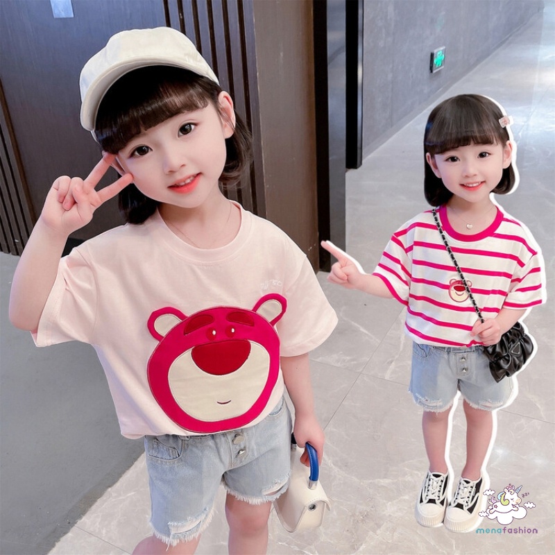 Áo Thun Ngắn Tay Dáng Rộng Thêu Họa Tiết Hoạt Hình Xinh Xắn Dành Cho Nữ