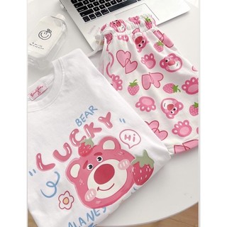 Attk1065/qtk050-set áo + quần gấu hồng lucky