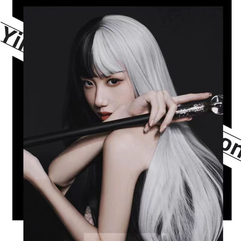 Bộ Tóc Giả Nửa Màu Trắng Đen Thời Trang Cho Nam Và Nữ