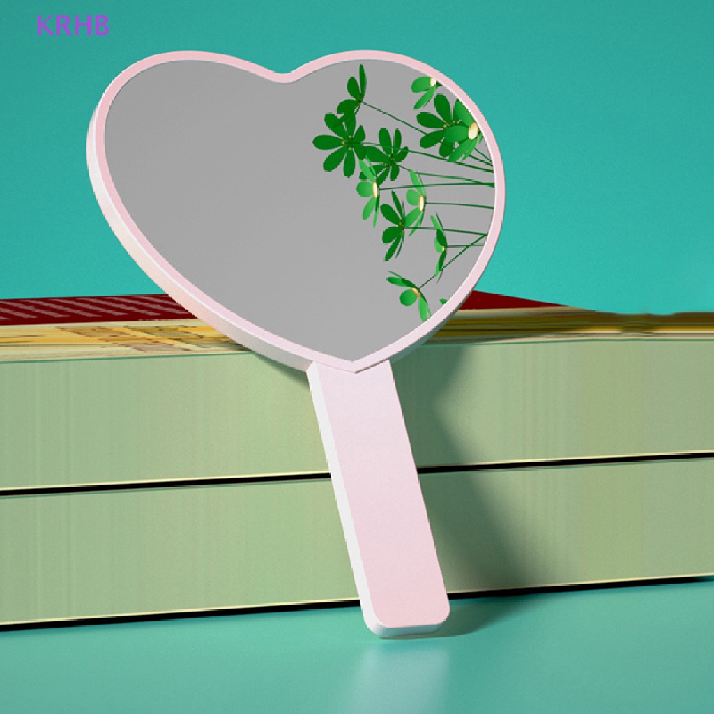 1 Gương Trang Điểm Cầm Tay Hình Trái Tim KRHB Kèm Tay Cầm Mới