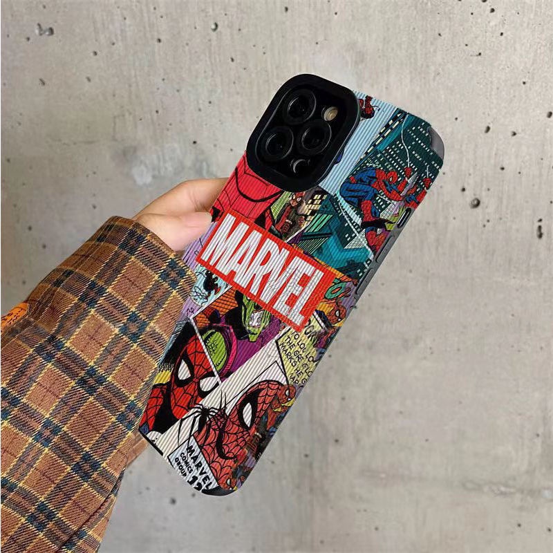 Ốp Điện Thoại Hình Spiderman Hoạt Hình Phong Cách Âu Mỹ Cho iPhone 11 / 12 / 13 / 14 pro max