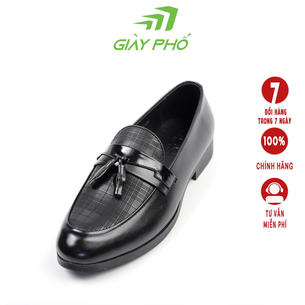 Giày Loafer Công Sở Da Thật 0013 Màu Đen Bóng Giày Phố, Bảo Hành 12 Tháng