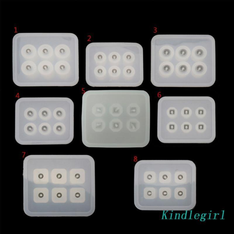 Khuôn Silicone Làm Trang Sức 6 Ngăn Hình Oval / Tròn / Vuông DIY