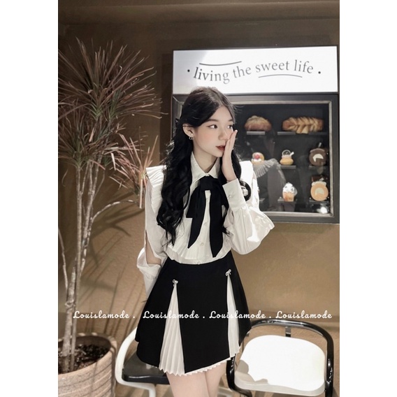 ( ảnh chính chủ ) Set Sơ Mi Cổ Bèo Tiểu Thư