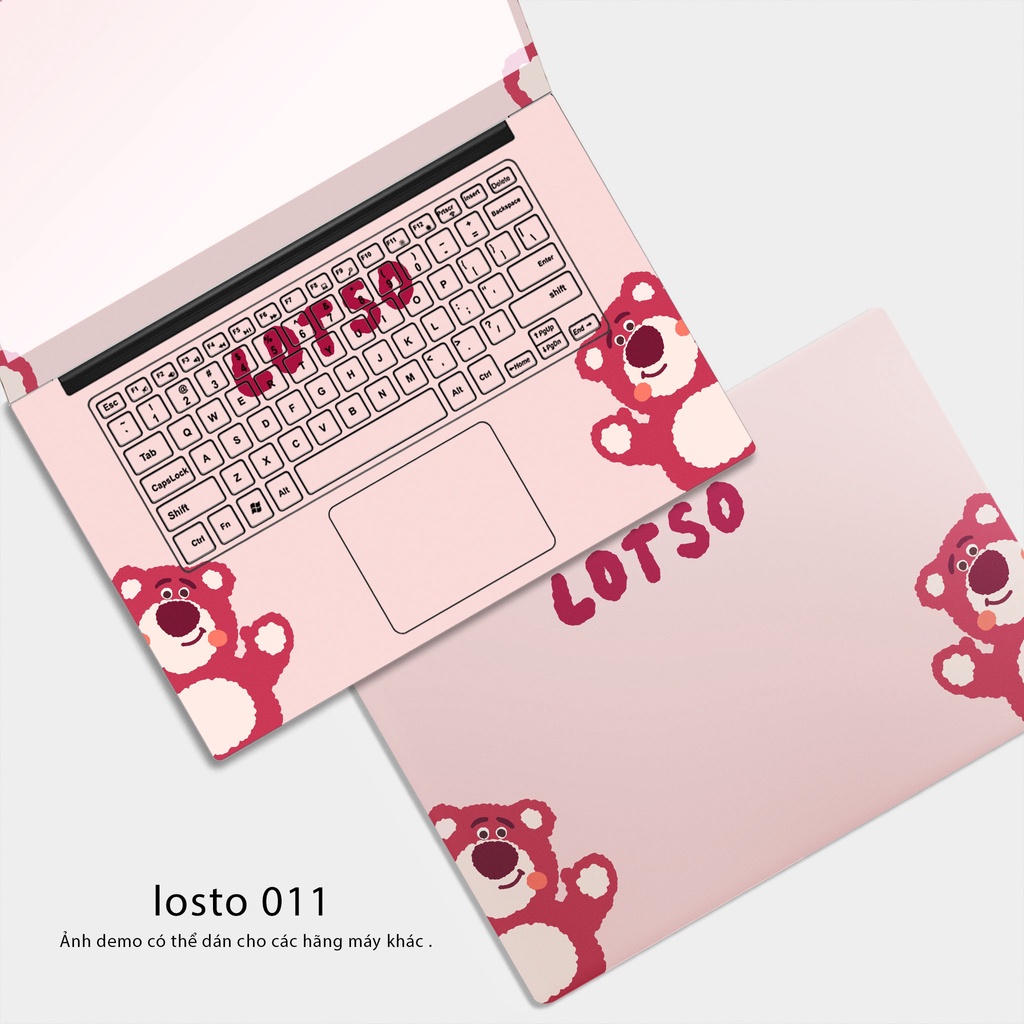 Dán Laptop Mẫu Losto- Gấu Dâu - Skin Dán Laptop Cắt Sẵn Theo Kích Thước Từng Máy